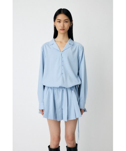 MOUSSY（マウジー）の「PLEATED SHIRT ミニドレス（シャツワンピース・レディース・ブラック/ホワイト/ライトブルー・1/2）」の9枚目の写真