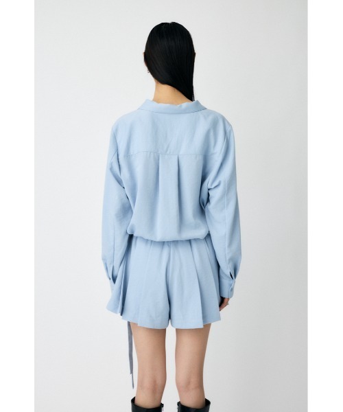 MOUSSY（マウジー）の「PLEATED SHIRT ミニドレス（シャツワンピース・レディース・ブラック/ホワイト/ライトブルー・1/2）」の11枚目の写真