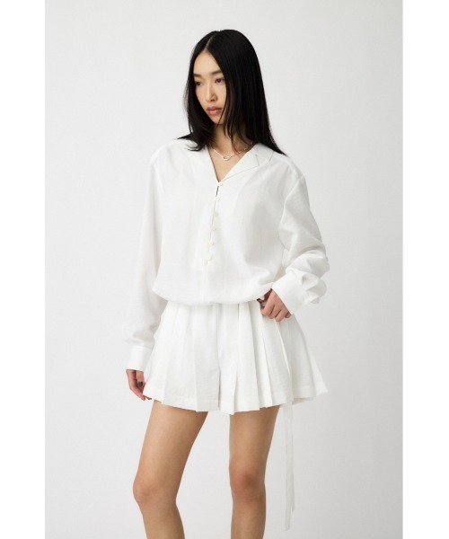 MOUSSY（マウジー）の「PLEATED SHIRT ミニドレス（シャツワンピース・レディース・ブラック/ホワイト/ライトブルー・1/2）」の20枚目の写真