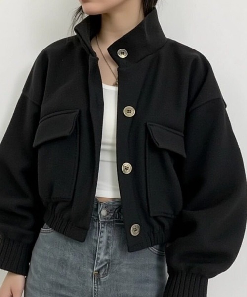 cammie(キャミー)の「ウールタッチボリュームスリーブジャケット(ポンチョ・レディース・アイボリー/グレー/ブラック・L/M)」の8枚目の写真
