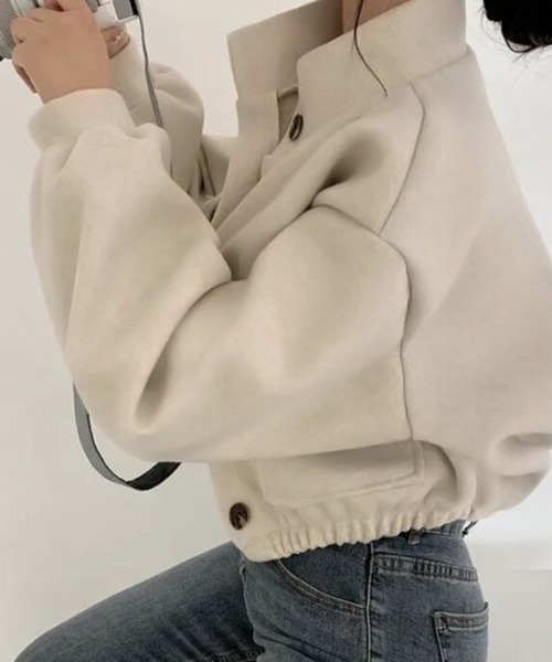 cammie(キャミー)の「ウールタッチボリュームスリーブジャケット(ポンチョ・レディース・アイボリー/グレー/ブラック・L/M)」の4枚目の写真