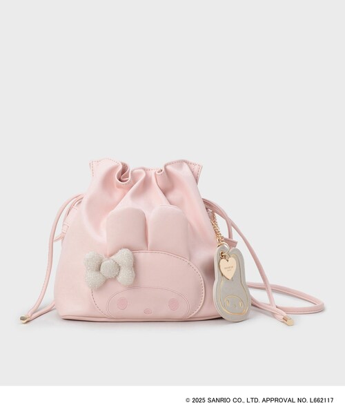 sanrio(サンリオ)の「【マイメロディ】巾着ミニショルダー(ショルダーバッグ・レディース・アイボリー/ピンク系9/ブラック・00)」の4枚目の写真