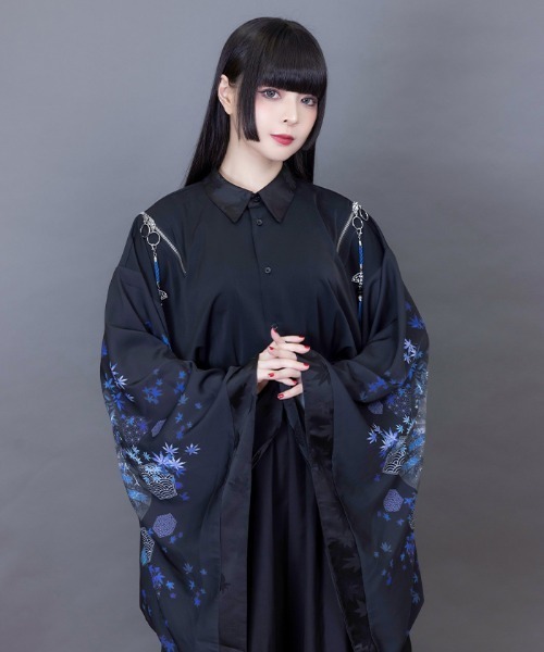 REZEN（リゼン）の「紅葉×扇子ジップ付和袖シャツ（シャツ/ブラウス