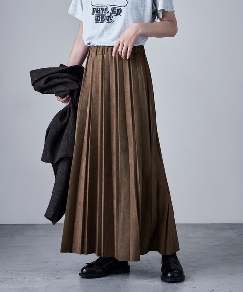 etoll.（エトル）の「スエードアコーディオンプリーツスカート（スカート・レディース・ブラック/ブラウン/グレー・L/M）」の3枚目の写真