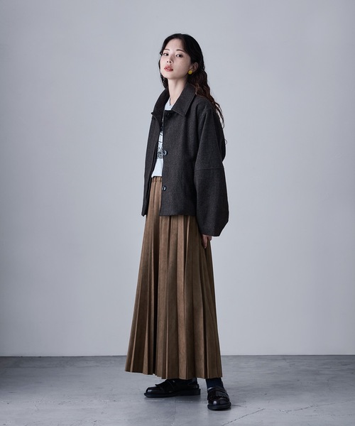 etoll.（エトル）の「スエードアコーディオンプリーツスカート（スカート・レディース・ブラック/ブラウン/グレー・L/M）」の22枚目の写真