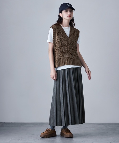 etoll.（エトル）の「スエードアコーディオンプリーツスカート（スカート・レディース・ブラック/ブラウン/グレー・L/M）」の20枚目の写真