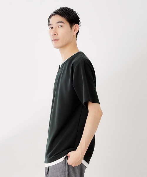 THE SHOP TK (ザ ショップ ティーケー )の「ツイルキーネック半袖Tシャツ(Tシャツ/カットソー・メンズ・ダークブラウン/ボルドー/ナチュラル/ダークグレー・02/03/04)」の5枚目の写真