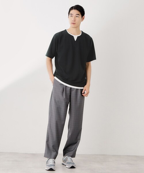 THE SHOP TK (ザ ショップ ティーケー )の「ツイルキーネック半袖Tシャツ(Tシャツ/カットソー・メンズ・ダークブラウン/ボルドー/ナチュラル/ダークグレー・02/03/04)」の7枚目の写真