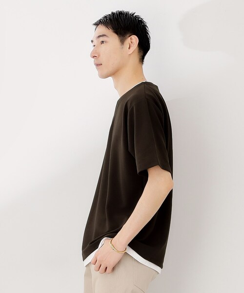 THE SHOP TK (ザ ショップ ティーケー )の「ツイルキーネック半袖Tシャツ(Tシャツ/カットソー・メンズ・ダークブラウン/ボルドー/ナチュラル/ダークグレー・02/03/04)」の9枚目の写真