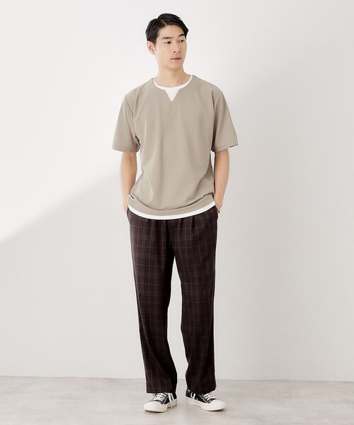 THE SHOP TK (ザ ショップ ティーケー )の「ツイルキーネック半袖Tシャツ(Tシャツ/カットソー・メンズ・ダークブラウン/ボルドー/ナチュラル/ダークグレー・02/03/04)」の15枚目の写真
