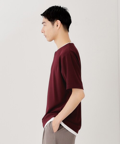THE SHOP TK (ザ ショップ ティーケー )の「ツイルキーネック半袖Tシャツ(Tシャツ/カットソー・メンズ・ダークブラウン/ボルドー/ナチュラル/ダークグレー・02/03/04)」の17枚目の写真
