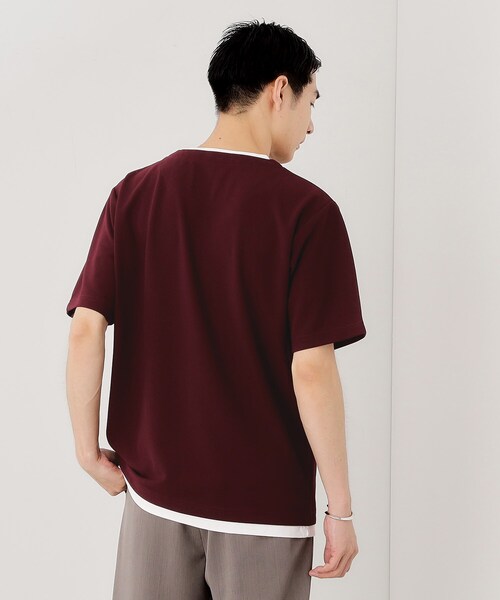 THE SHOP TK (ザ ショップ ティーケー )の「ツイルキーネック半袖Tシャツ(Tシャツ/カットソー・メンズ・ダークブラウン/ボルドー/ナチュラル/ダークグレー・02/03/04)」の18枚目の写真