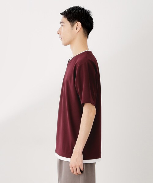THE SHOP TK (ザ ショップ ティーケー )の「ツイルキーネック半袖Tシャツ(Tシャツ/カットソー・メンズ・ダークブラウン/ボルドー/ナチュラル/ダークグレー・02/03/04)」の22枚目の写真