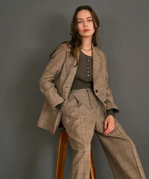 qualite（カリテ）の「【セットアップ対応】TWツイルチェックテーラードJK（テーラードジャケット・レディース・ベージュ・38/36）」の22枚目の写真