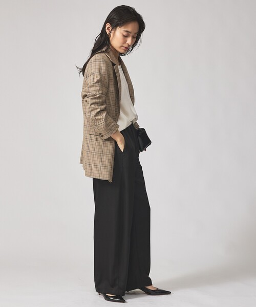 qualite（カリテ）の「【セットアップ対応】TWツイルチェックテーラードJK（テーラードジャケット・レディース・ベージュ・38/36）」の2枚目の写真