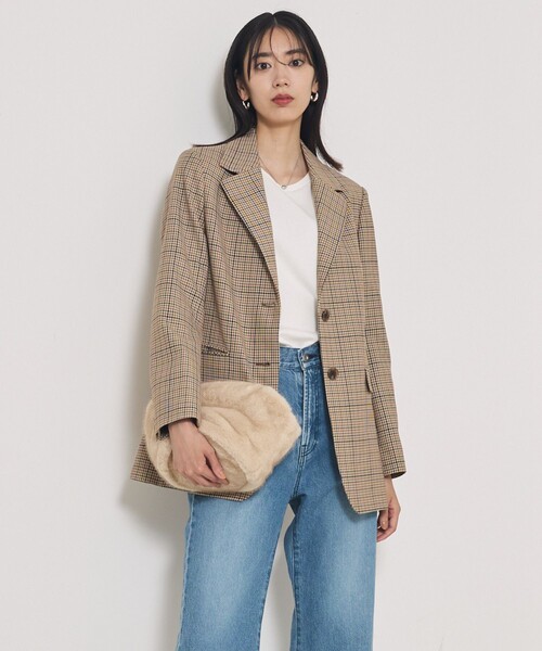 qualite（カリテ）の「【セットアップ対応】TWツイルチェックテーラードJK（テーラードジャケット・レディース・ベージュ・38/36）」の5枚目の写真