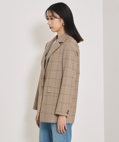 qualite（カリテ）の「【セットアップ対応】TWツイルチェックテーラードJK（テーラードジャケット・レディース・ベージュ・38/36）」の8枚目の写真