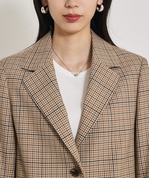 qualite（カリテ）の「【セットアップ対応】TWツイルチェックテーラードJK（テーラードジャケット・レディース・ベージュ・38/36）」の10枚目の写真