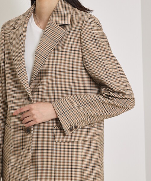 qualite（カリテ）の「【セットアップ対応】TWツイルチェックテーラードJK（テーラードジャケット・レディース・ベージュ・38/36）」の11枚目の写真