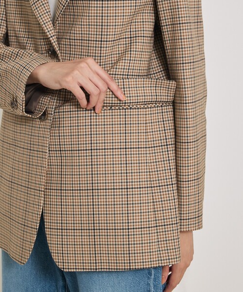 qualite（カリテ）の「【セットアップ対応】TWツイルチェックテーラードJK（テーラードジャケット・レディース・ベージュ・38/36）」の12枚目の写真