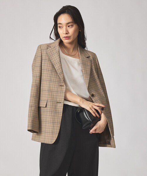 qualite（カリテ）の「【セットアップ対応】TWツイルチェックテーラードJK（テーラードジャケット・レディース・ベージュ・38/36）」の18枚目の写真