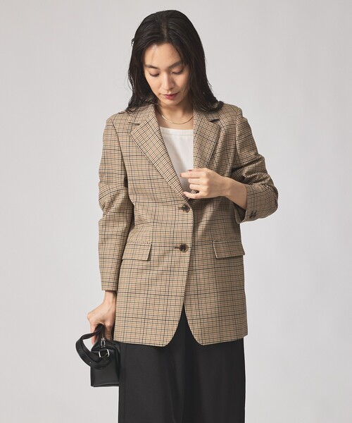 qualite（カリテ）の「【セットアップ対応】TWツイルチェックテーラードJK（テーラードジャケット・レディース・ベージュ・38/36）」の19枚目の写真