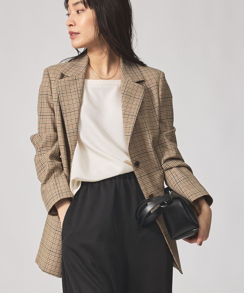 qualite（カリテ）の「【セットアップ対応】TWツイルチェックテーラードJK（テーラードジャケット・レディース・ベージュ・38/36）」の20枚目の写真