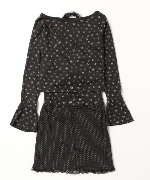 gossip!ロサンゼルス(ゴシップロサンゼルス)の「Y2K レトロ 小花柄 リブ 長袖 ニットカーディガン & チェック ワンピース 2点セット 【25秋冬新作】(ワンピース・レディース・チェック・FREE)」の2枚目の写真