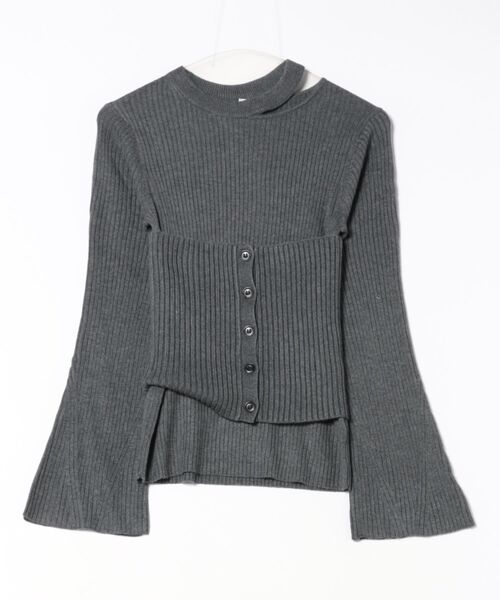 MANOF(マノフ)の「MANOF BUSTIER SET RIB KNIT(ニット/セーター・レディース・ベージュ/グレー・FREE)」の6枚目の写真