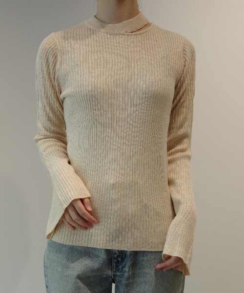 MANOF(マノフ)の「MANOF BUSTIER SET RIB KNIT(ニット/セーター・レディース・ベージュ/グレー・FREE)」の4枚目の写真