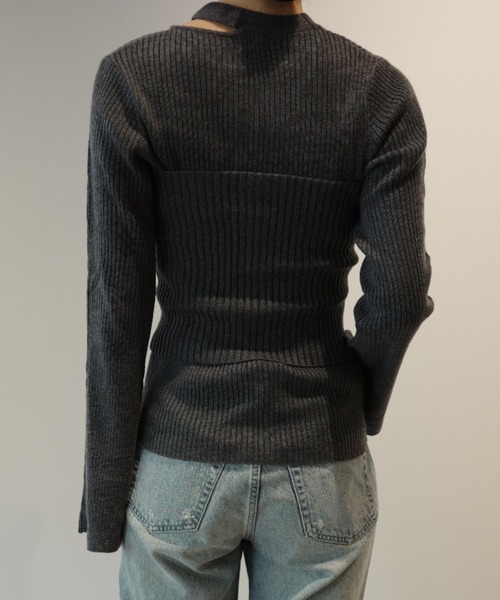 MANOF(マノフ)の「MANOF BUSTIER SET RIB KNIT(ニット/セーター・レディース・ベージュ/グレー・FREE)」の5枚目の写真