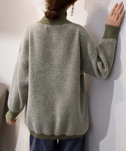 DAY CLOSET(デイ クローゼット)の「レディース 長袖ニュアンスっぽバイカラータートルネックシャギーニット(ニット/セーター・レディース・ブラウン/ブラック/カーキ・FREE)」の9枚目の写真