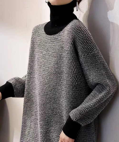 DAY CLOSET(デイ クローゼット)の「レディース 長袖ニュアンスっぽバイカラータートルネックシャギーニット(ニット/セーター・レディース・ブラウン/ブラック/カーキ・FREE)」の12枚目の写真
