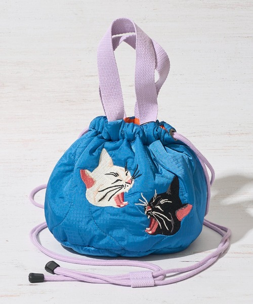 HOUSTON(ヒューストン)の「【HOUSTON / ヒューストン】SATIN MARKET BAG / キルティング巾着バッグ(ショルダーバッグ・レディース・ブルー/オリーブドラブ/ピンク・FREE)」の14枚目の写真