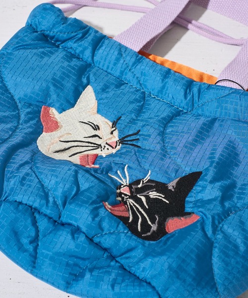 HOUSTON(ヒューストン)の「【HOUSTON / ヒューストン】SATIN MARKET BAG / キルティング巾着バッグ(ショルダーバッグ・レディース・ブルー/オリーブドラブ/ピンク・FREE)」の7枚目の写真