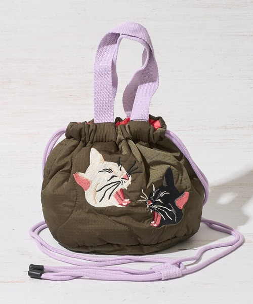 HOUSTON(ヒューストン)の「【HOUSTON / ヒューストン】SATIN MARKET BAG / キルティング巾着バッグ(ショルダーバッグ・レディース・ブルー/オリーブドラブ/ピンク・FREE)」の16枚目の写真