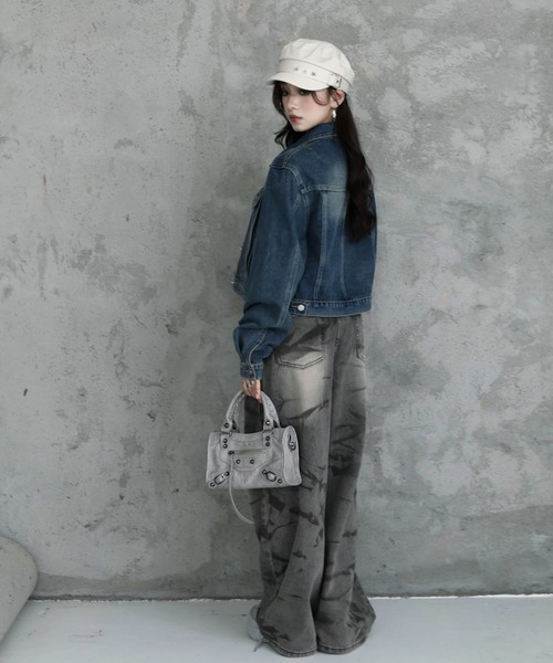 VEILA(ヴェイラ)の「プリントウォッシュデニムワイドパンツ(デニムパンツ・レディース・ブラック・S/M/L)」の11枚目の写真