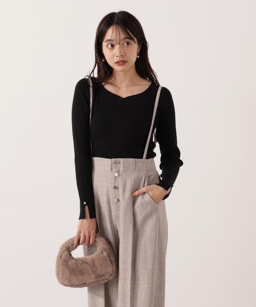 PROPORTION BODY DRESSING(プロポーションボディドレッシング)の「<ウォッシャブル>ハートネックリブニット / 1215270111(ニット/セーター・レディース・ブラック/パープル/ベージュ・FREE)」の22枚目の写真