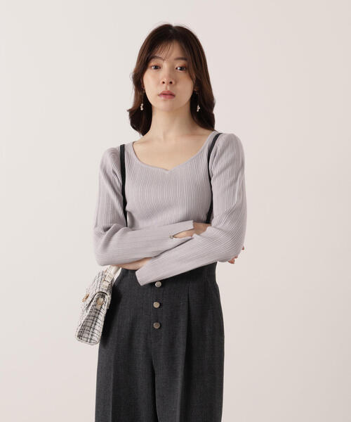 PROPORTION BODY DRESSING(プロポーションボディドレッシング)の「<ウォッシャブル>ハートネックリブニット / 1215270111(ニット/セーター・レディース・ブラック/パープル/ベージュ・FREE)」の13枚目の写真