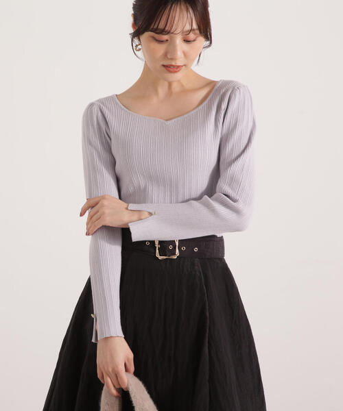 PROPORTION BODY DRESSING(プロポーションボディドレッシング)の「<ウォッシャブル>ハートネックリブニット / 1215270111(ニット/セーター・レディース・ブラック/パープル/ベージュ・FREE)」の11枚目の写真