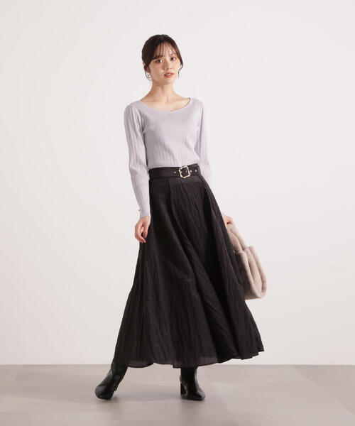 PROPORTION BODY DRESSING(プロポーションボディドレッシング)の「<ウォッシャブル>ハートネックリブニット / 1215270111(ニット/セーター・レディース・ブラック/パープル/ベージュ・FREE)」の9枚目の写真