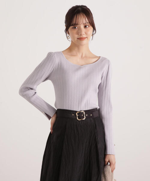 PROPORTION BODY DRESSING(プロポーションボディドレッシング)の「<ウォッシャブル>ハートネックリブニット / 1215270111(ニット/セーター・レディース・ブラック/パープル/ベージュ・FREE)」の7枚目の写真