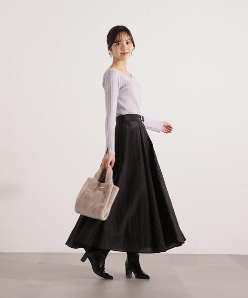 PROPORTION BODY DRESSING(プロポーションボディドレッシング)の「<ウォッシャブル>ハートネックリブニット / 1215270111(ニット/セーター・レディース・ブラック/パープル/ベージュ・FREE)」の6枚目の写真