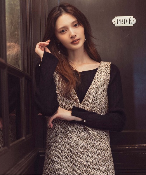 PROPORTION BODY DRESSING(プロポーションボディドレッシング)の「<ウォッシャブル>ハートネックリブニット / 1215270111(ニット/セーター・レディース・ブラック/パープル/ベージュ・FREE)」の3枚目の写真