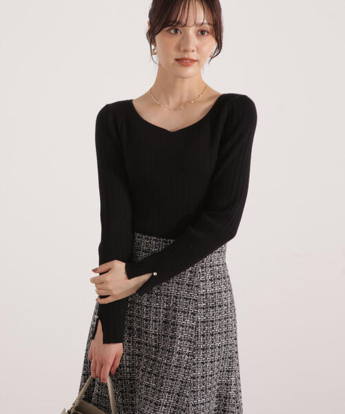PROPORTION BODY DRESSING(プロポーションボディドレッシング)の「<ウォッシャブル>ハートネックリブニット / 1215270111(ニット/セーター・レディース・ブラック/パープル/ベージュ・FREE)」の4枚目の写真