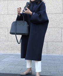 ノーカラーコート（ブルー・ネイビー/青色系）ファッション通販