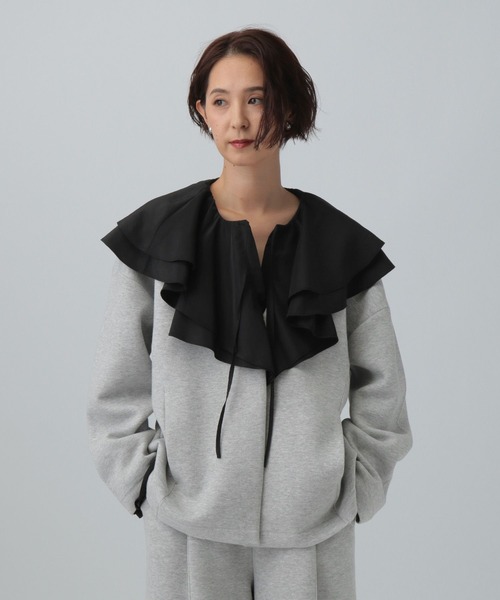 LEPSIM（レプシィム）の「パフエアジャケット　582439（ノーカラージャケット・レディース・ブラック/グレー・FREE）」の16枚目の写真