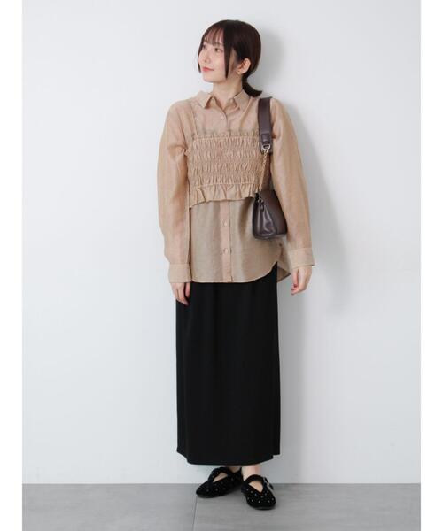 Te chichi TERRASSE（テチチテラス）の「シアージャガードビスチェセットシャツ（シャツ/ブラウス・レディース・ブルー/モカ/ブラック・F）」の4枚目の写真