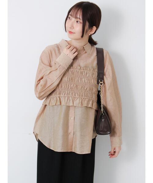 Te chichi TERRASSE（テチチテラス）の「シアージャガードビスチェセットシャツ（シャツ/ブラウス・レディース・ブルー/モカ/ブラック・F）」の6枚目の写真