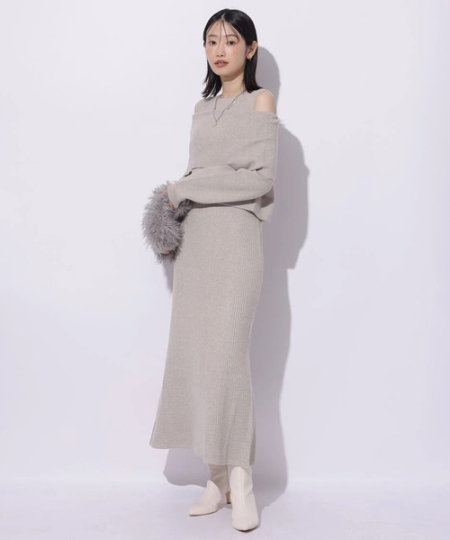Mystrada（マイストラーダ）の「オフショルニットワンピースSET
